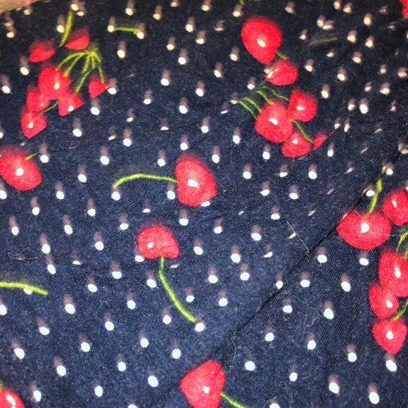 🍒 Kirra Navy Cherry Print Peplum Top - Picture 6 of 10